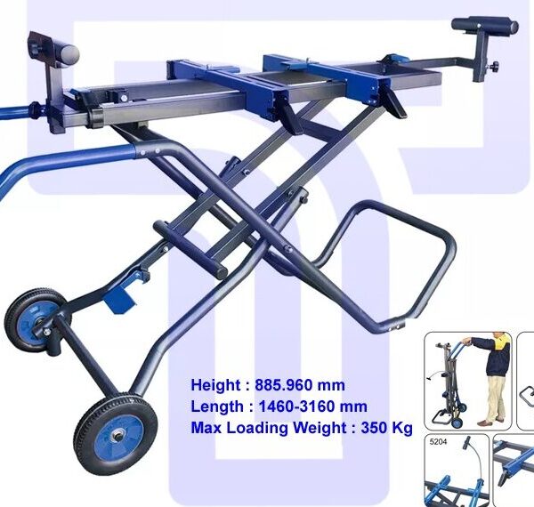 Folding Rolling Miter Saw Stand with Quick Release Mounting Brackets, Rollers and End Stops, Heavy Duty with Steel Frame, Clamping Tool Mounts, Universal Compatible For 10” and 12” Saws