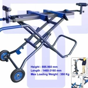 Folding Rolling Miter Saw Stand with Quick Release Mounting Brackets, Rollers and End Stops, Heavy Duty with Steel Frame, Clamping Tool Mounts, Universal Compatible For 10” and 12” Saws