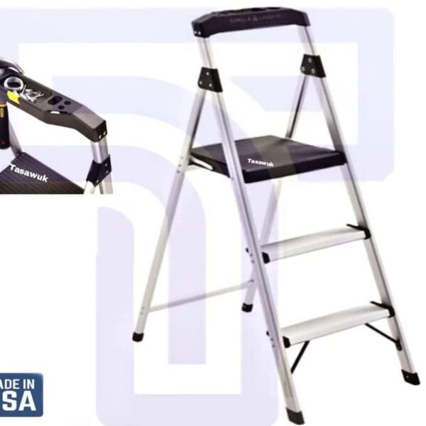 Aluminium 3-Step Ladder with Tools Holder for Home and Office