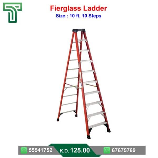 Heavy Duty Fiberglass Ladder - 10ft, 10 Steps