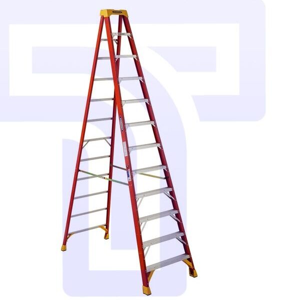 12ft Fiberglass Step Ladder with 300 lbs Capacity