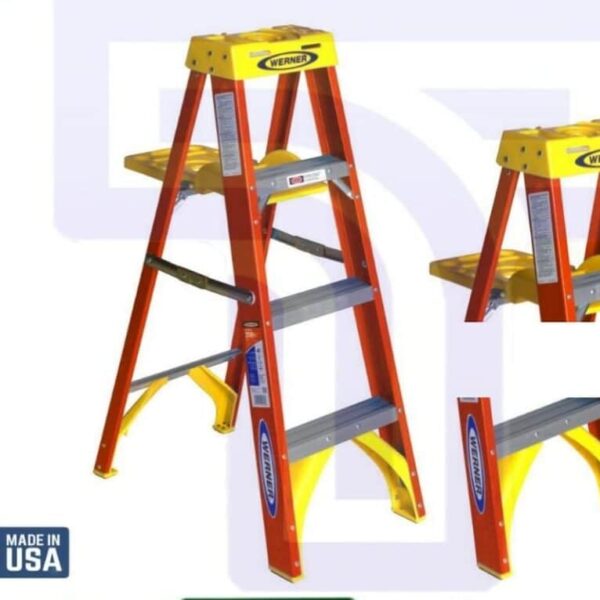 4ft Fiberglass Twin Ladder with paint tray and tool holes