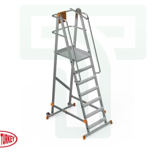 Aluminium Scaffolding Ladder 2m-STP with 182 cm Height and 8 Steps