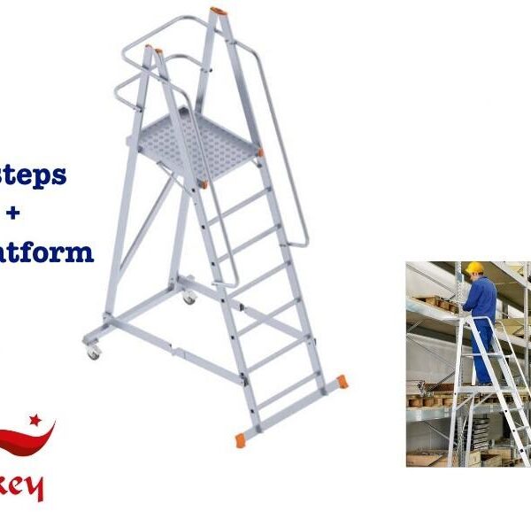 Warehouse Platform Ladder with 6 Steps and 1 Platform