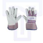 Grey Leather Gloves Blue Lining