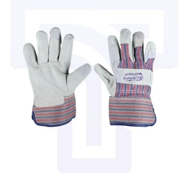 Grey Leather Gloves Blue Lining