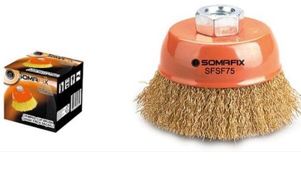 Wire crimped cup brush