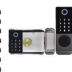 smart door lock with fingerprint scanner, wooden door lock