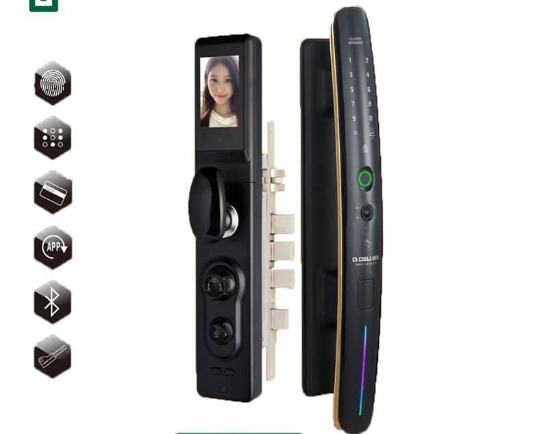 Smart door lock, door lock with camera, wooden door lock