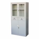 steel cabinet with 2 drawers glass door