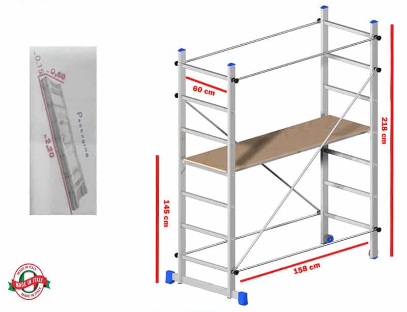 Marchetti 218cm Mobile Aluminium Scaffolding Made in Italy
