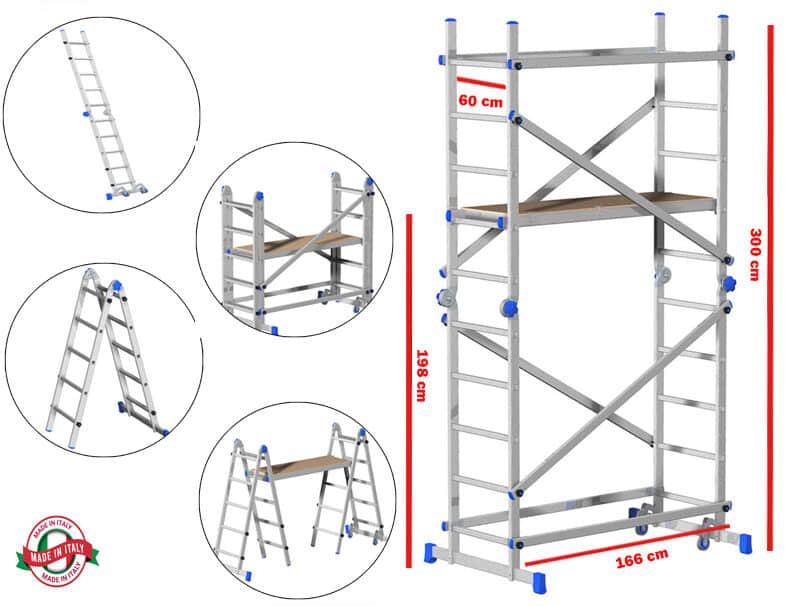 Marchetti 300cm Mobile Aluminium Scaffolding Made in Italy