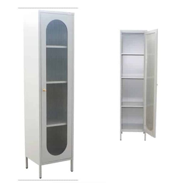 single glass door steel cabinet metal