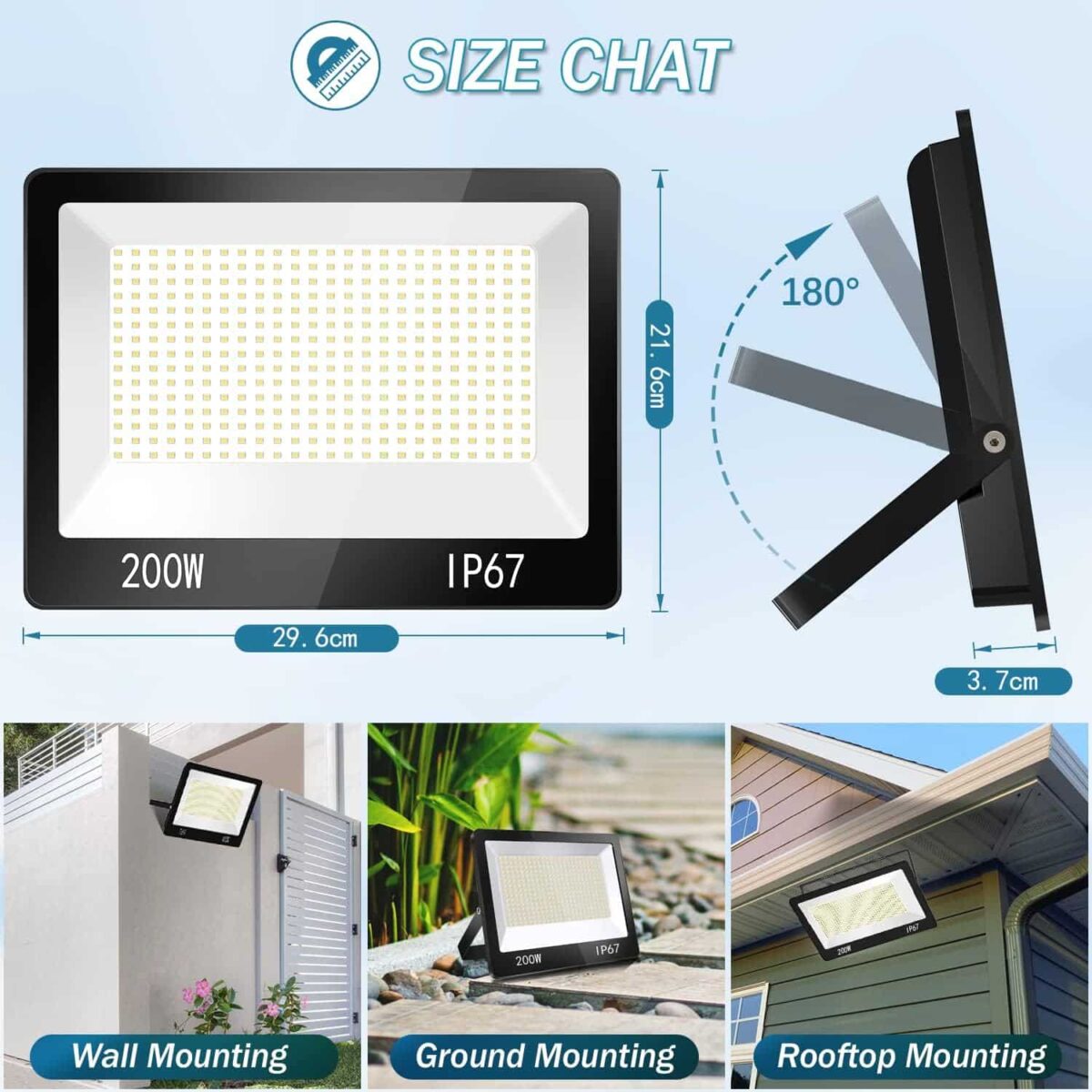 SL LED Flood  Light 200W Warm White - Image 2