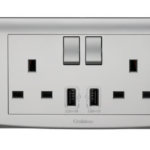 CRABTREE EP306/USB/D/SL -13A 2 Gang Swi Skt 4.2A USB Outlet