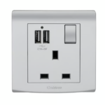 CRABTREE EP304/USB/D/SL -13A 1 Gang Swi Skt 2.1A USB Outlet