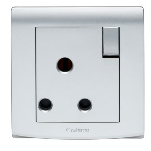 CRABTREE EP382/SL - 15A round pin switched 1 gang socket SILVER