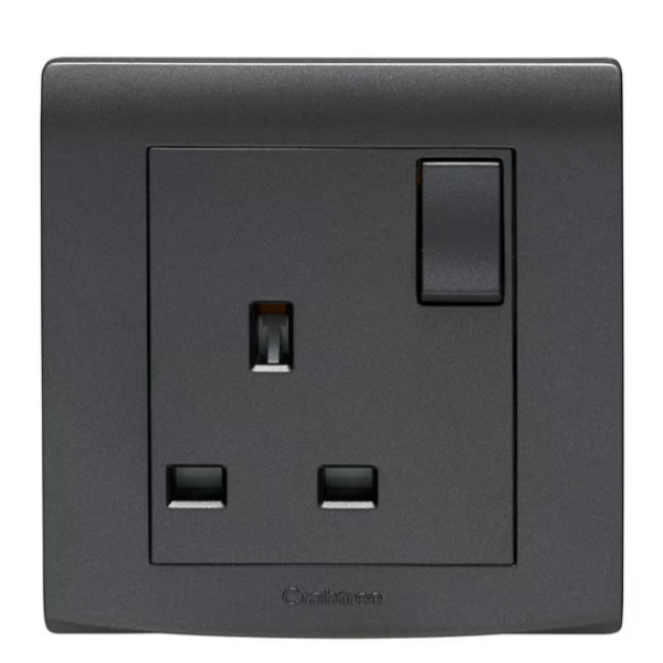 CRABTREE EP304/BK - 13A switched 1 gang socket greyish black