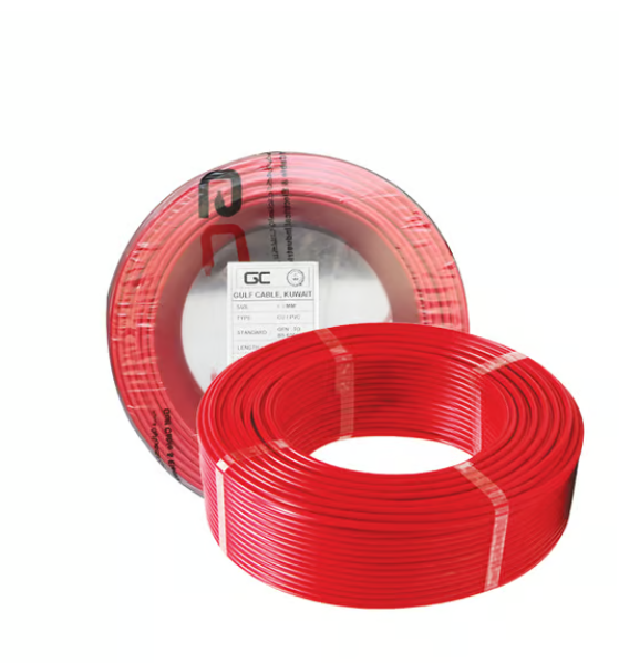 GULF CABLES Wire 1.5mm, Cu/Pvc,Single Core Red