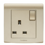 Crabtree 13A Switched Socket with Neon Indicator Light (Gold Finish)
