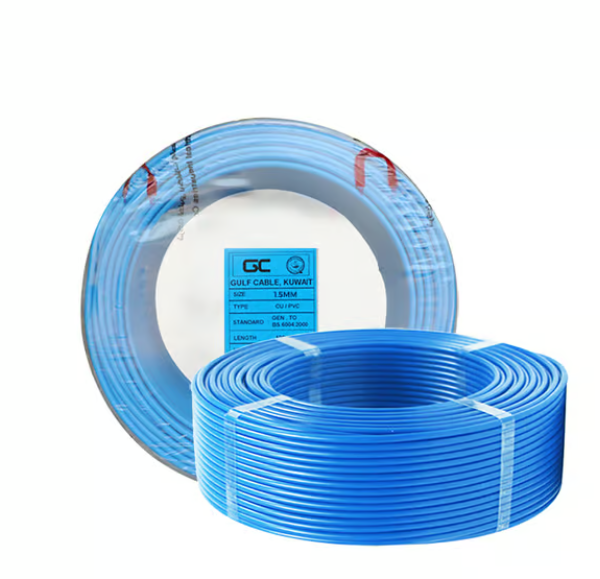 GULF CABLES Wire 1.5mm, Cu/Pvc,Single Core, Blue