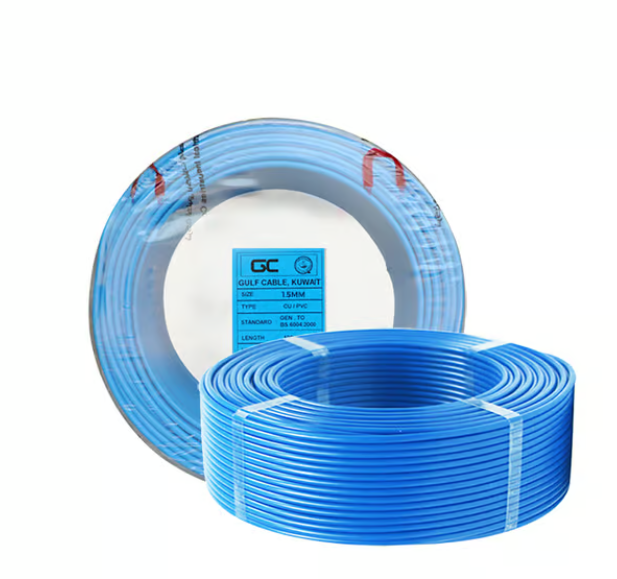 GULF CABLES Wire 1.5mm, Cu/Pvc,Single Core, Blue