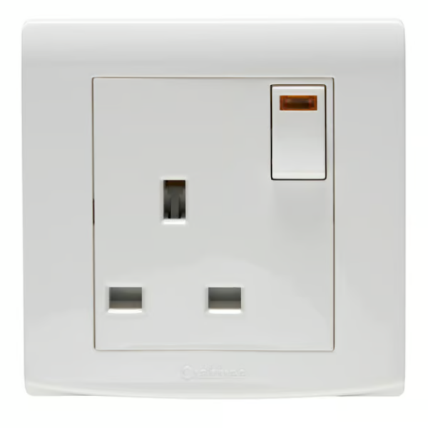 CRABTREE 13A switched 1 gang socket with neon