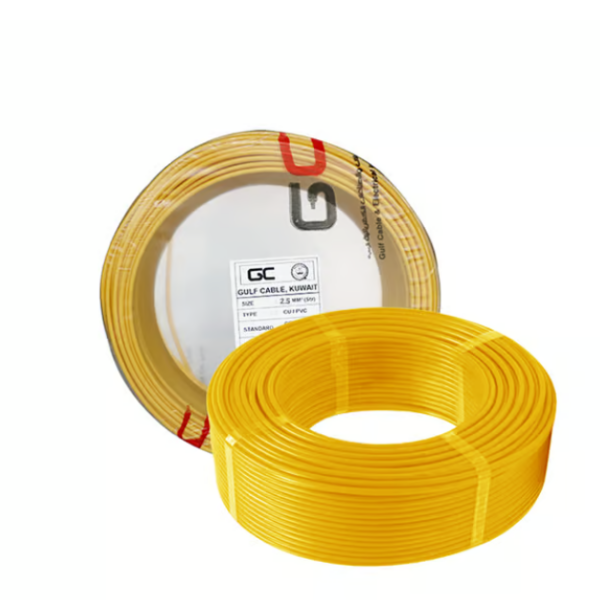 GULF CABLES Wire 2.5mm, Cu/Pvc,Single Core Yellow