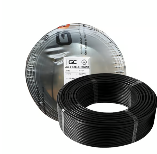 GULF CABLES Wire 4mm, Cu/Pvc,Single Core, Black