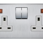 CRABTREE 13A 2 Gang DP Switched Socket with Neon Satin Chrome