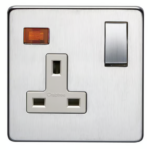 CRABTREE 13A 1 Gang DP Switched Socket with Neon Satin Chrome
