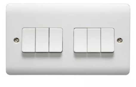 Crabtree Instinct 10A SP 6 Gang 2 Way Switch