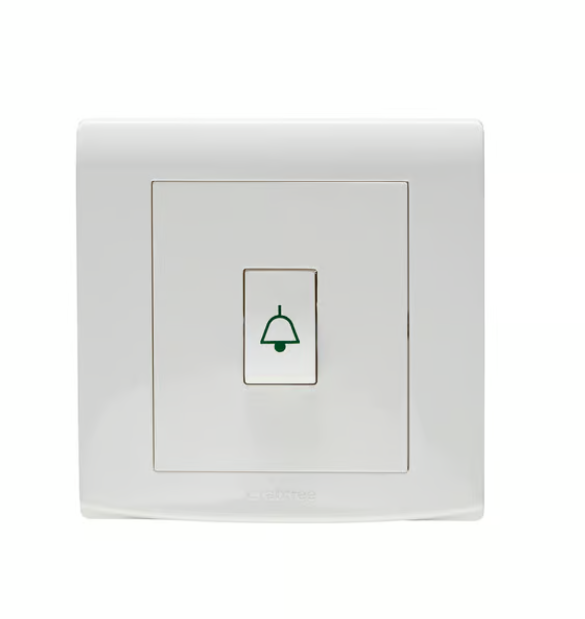 CRABTREE 10A 1 gang 1 way push switch bell symbol