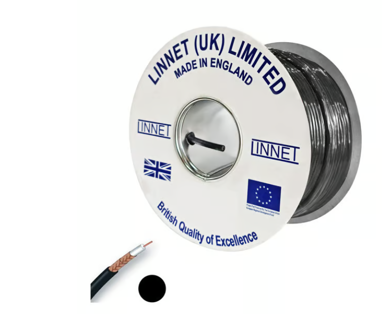 LINNET CABLE RG6 CO-AXIAL BLACK 80m