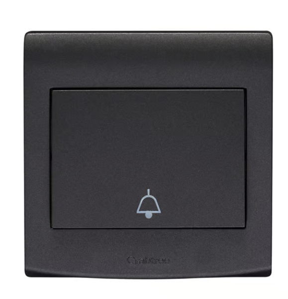 CRABTREE 10AX 1 gang 1 way push switch bell Black
