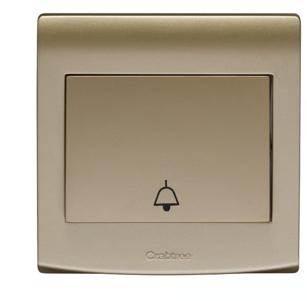 CRABTREE 10AX 1 gang 1 way push switch bell Gold