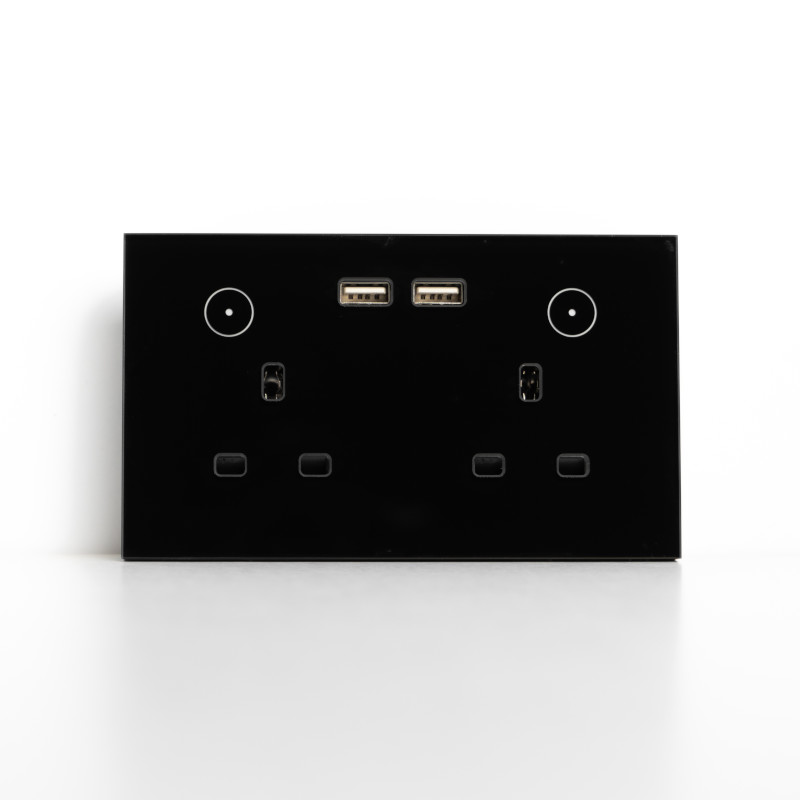 GoSmart Double Wallmount Socket With USB Wi-Fi - Black