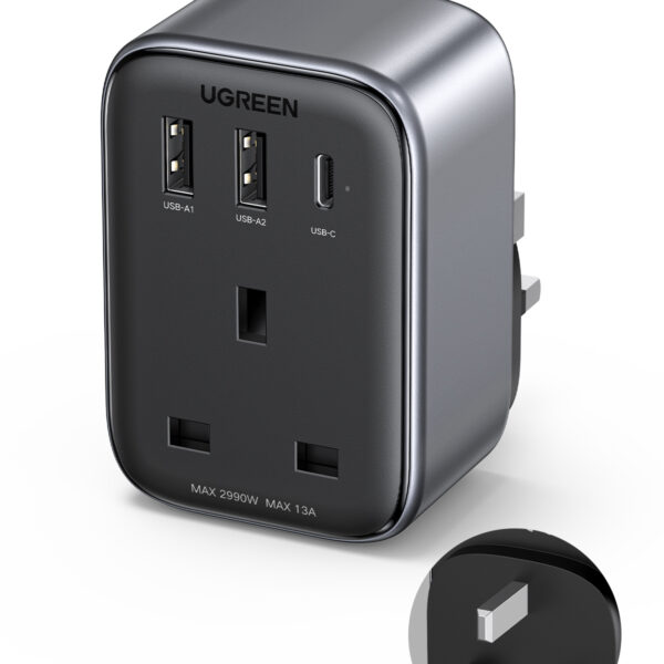 Fast charging outlet extender with USB-C and USB-A