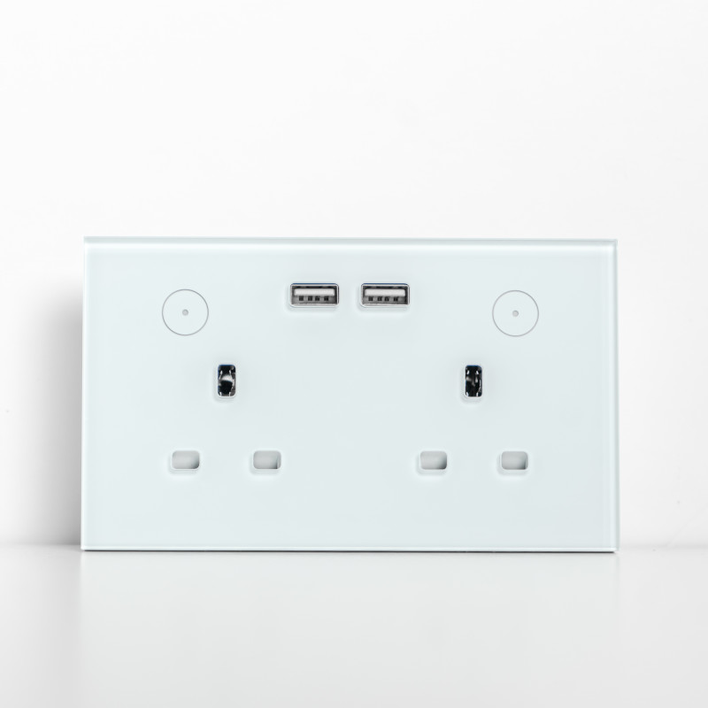 GoSmart Double Wallmont Socket With USB Wi-Fi - White