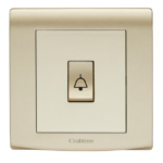 CRABTREE 10A 1 gang 1 way push switch bell symbol GOLD
