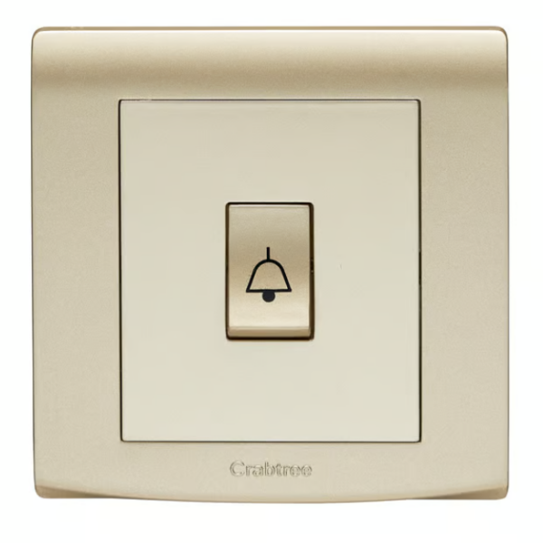 CRABTREE 10A 1 gang 1 way push switch bell symbol GOLD