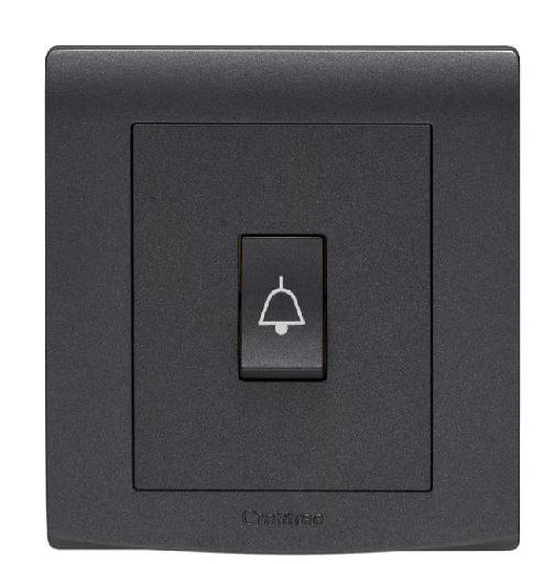CRABTREE 10A 1 gang 1 way push switch bell symbol BLACK