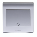 CRABTREE10AX 1 gang 1 way push switch bell WR SILVER