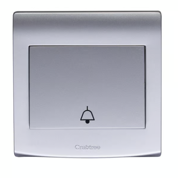 CRABTREE10AX 1 gang 1 way push switch bell WR SILVER