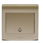 CRABTREE 10AX 1 gang 1 way push switch bell GOLD