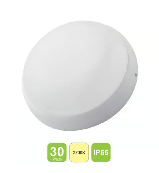 Round Bulk Head Lamp Cover 30W Warm LED 2700K