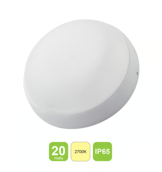 LIPER Round Bulk Head Lamp Cover 20W Warm LED 2700K
