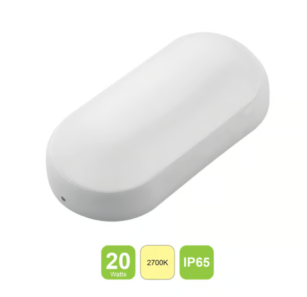 LIPER Oval Bulk Head Lamp Cover 20W Warm LED 6500K