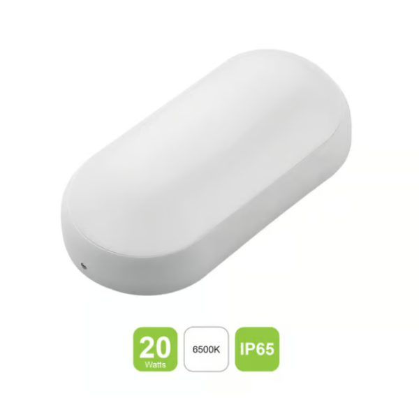 LIPER Oval Bulk Head Lamp Cover 20W White LED 6500K