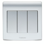 CRABTREE 10AX SP 3 gang 2 way switch WR SILVER.